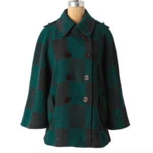 Anthropologie Buffalo Plaid Peacoat Cape